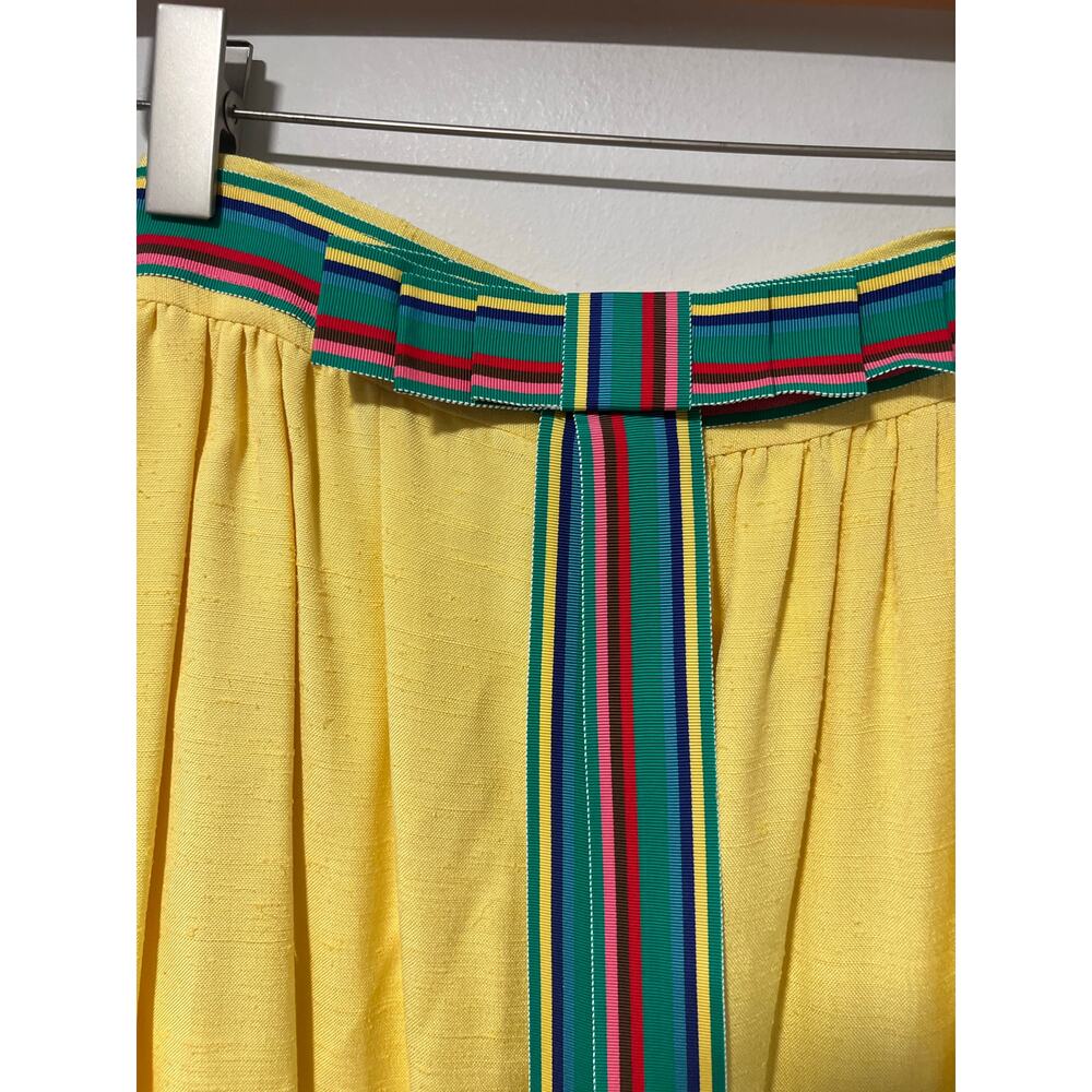 Vintage Homemade Maxi Skirt Butter Yellow with Ribbon Size Small JL - Picture 7 of 14